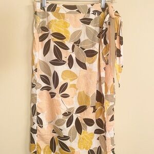 Rachel Zoe Tropical Floral Linen Wrap Skirt. Size Small